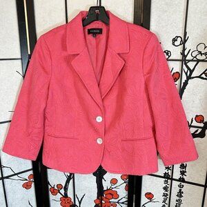 Talbots Blazer Womens Plus Size 14 Floral Jacquard Textured Two Button Pink
